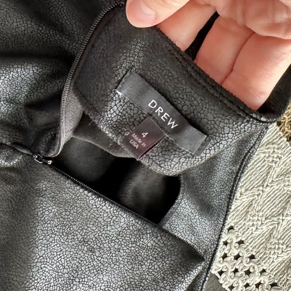 DREW Black Onyx Vegan Leather Side Ruched Sexy Mini Skirt